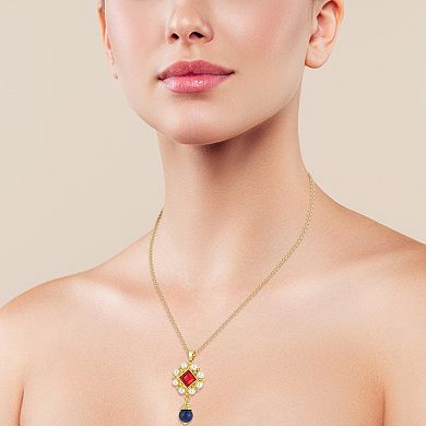 WINX 18k Gold Plated Cubic Zirconia & Simulated Lapis Pendant Necklace