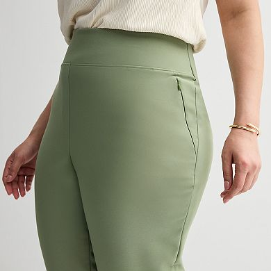 Plus Size Nine West Pull On Straight Leg Ankle Pants