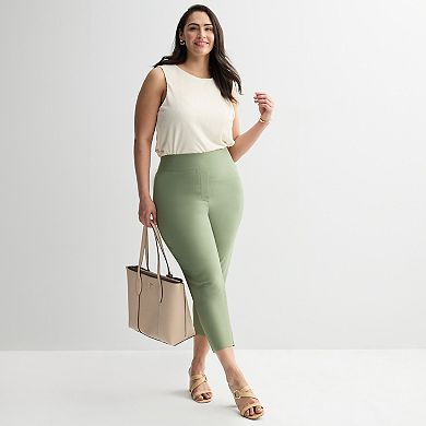 Plus Size Nine West Pull On Straight Leg Ankle Pants