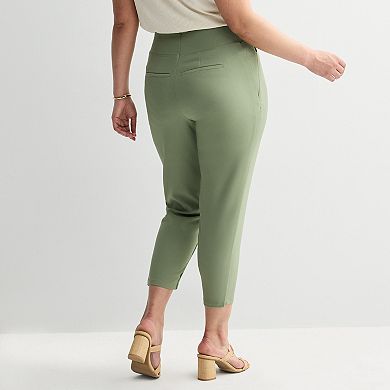 Plus Size Nine West Pull On Straight Leg Ankle Pants