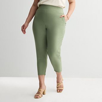 Plus Size Nine West Pull On Straight Leg Ankle Pants