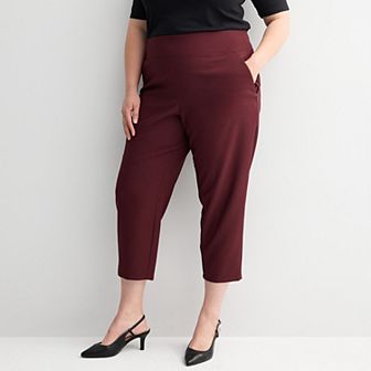 Plus Size Nine West Pull On Straight Leg Ankle Pants