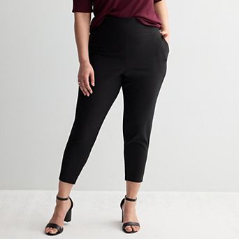 Plus Size Nine West Pull On Straight Leg Ankle Pants