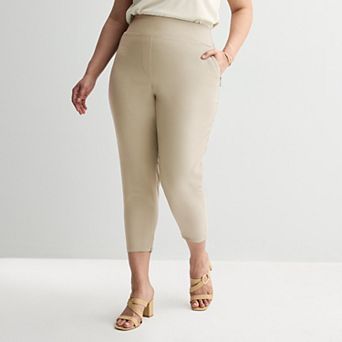 Plus Size Nine West Pull On Straight Leg Ankle Pants