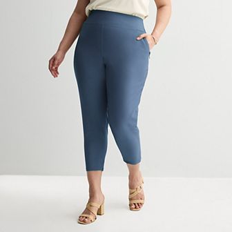 Plus Size Nine West Pull On Straight Leg Ankle Pants
