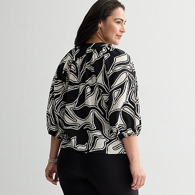 Plus Size Nine West Elbow Sleeve Popover