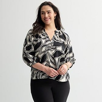 Plus Size Nine West Elbow Sleeve Popover