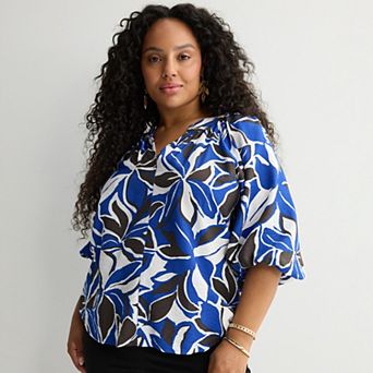 Plus Size Nine West Elbow Sleeve Popover