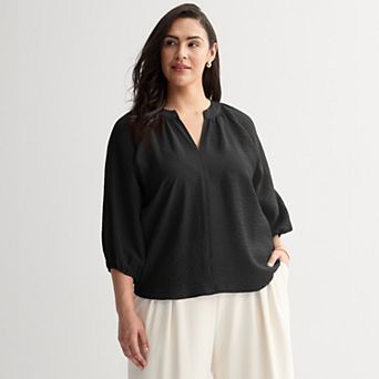Plus Size Nine West Elbow Sleeve Popover
