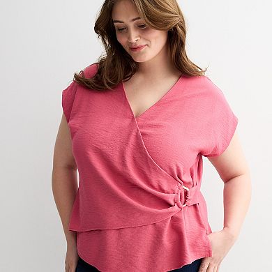 Plus Size Nine West V-Neck Wrap Top