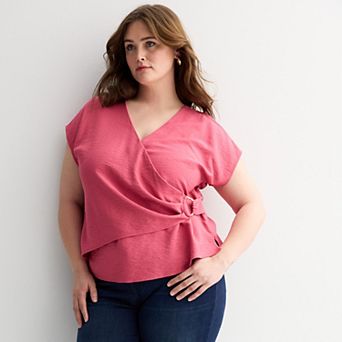 Plus Size Nine West V-Neck Wrap Top