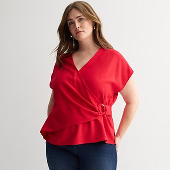 Plus Size Nine West V-Neck Wrap Top