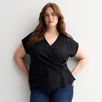 Plus Size Nine West V-Neck Wrap Top