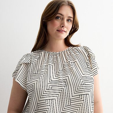 Plus Size Nine West Tulip Sleeve Blouse