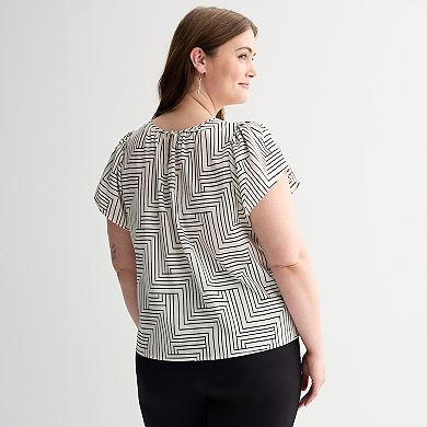 Plus Size Nine West Tulip Sleeve Blouse