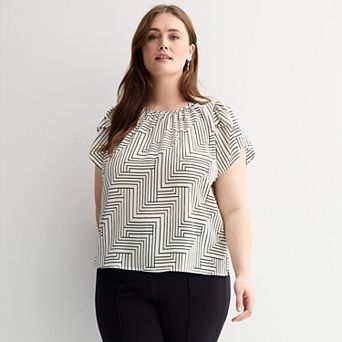 Plus Size Nine West Tulip Sleeve Blouse