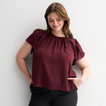 Plus Size Nine West Tulip Sleeve Blouse