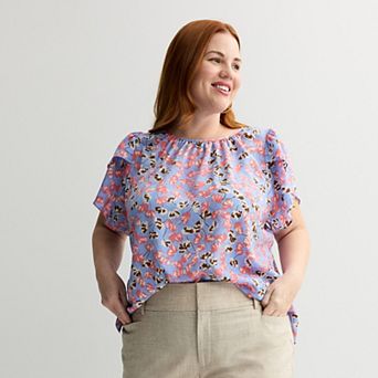 Plus Size Nine West Tulip Sleeve Blouse