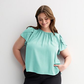 Plus Size Nine West Tulip Sleeve Blouse