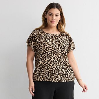 Plus Size Nine West Tulip Sleeve Blouse