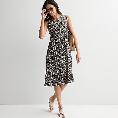 Petite Croft & Barrow® Belted Fit and Flare Dress