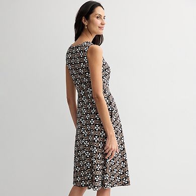 Petite Croft & Barrow® Belted Fit and Flare Dress