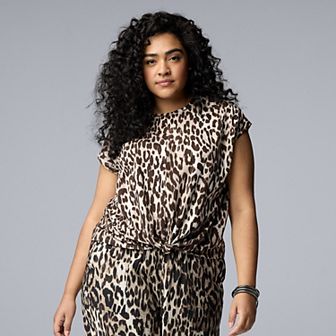 Plus Size Simply Vera Vera Wang Knotted Front Tee