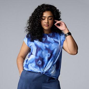 Plus Size Simply Vera Vera Wang Knotted Front Tee