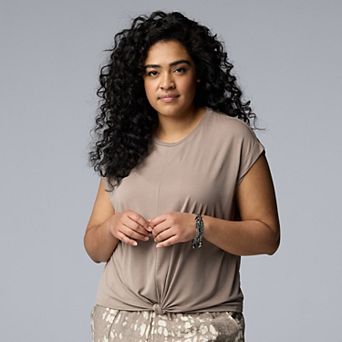 Plus Size Simply Vera Vera Wang Knotted Front Tee