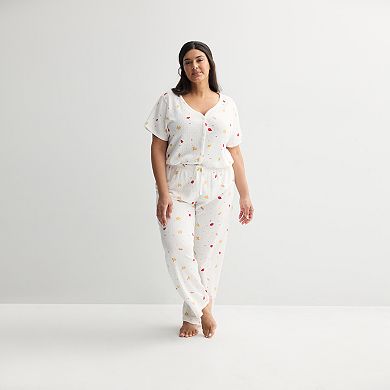 Plus Size Croft & Barrow® Textured Knit Pajama Top & Pajama Bottoms Set