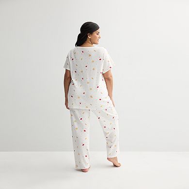 Plus Size Croft & Barrow® Textured Knit Pajama Top & Pajama Bottoms Set