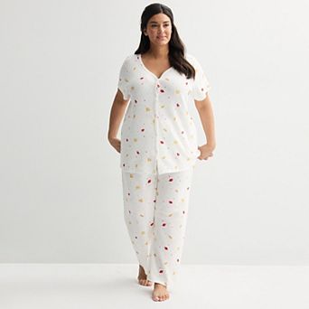 Plus Size Croft & Barrow® Textured Knit Pajama Top & Pajama Bottoms Set