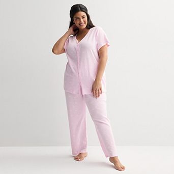 Plus Size Croft & Barrow® Textured Knit Pajama Top & Pajama Bottoms Set