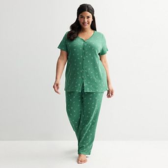 Plus Size Croft & Barrow® Textured Knit Pajama Top & Pajama Bottoms Set