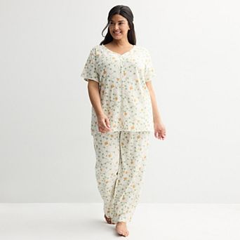 Plus Size Croft & Barrow® Textured Knit Pajama Top & Pajama Bottoms Set