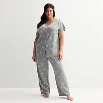 Plus Size Croft & Barrow® Textured Knit Pajama Top & Pajama Bottoms Set
