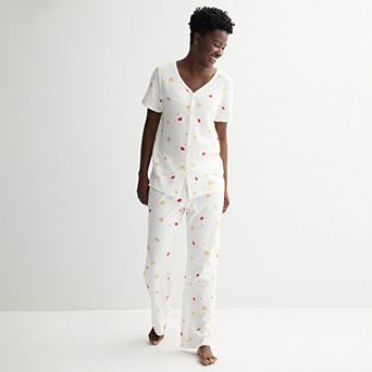 Women's Croft & Barrow® Textured Knit Pajama Top & Pajama Bottoms Set