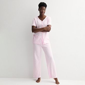 Women's Croft & Barrow® Textured Knit Pajama Top & Pajama Bottoms Set