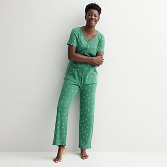 Women's Croft & Barrow® Textured Knit Pajama Top & Pajama Bottoms Set