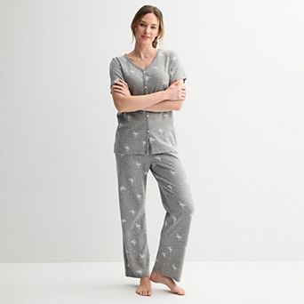 Women's Croft & Barrow® Textured Knit Pajama Top & Pajama Bottoms Set