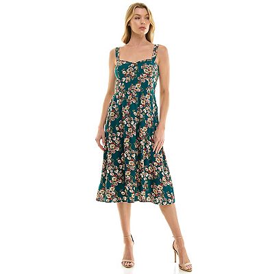 knee length dresses for ladies Water Lily & Butterfly Midi Dress – Fairy Tong main image 0