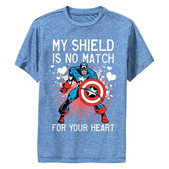 Boys 8-20 Marvel Captain America My Shield Is No Match For Your Heart Performance Graphic Tee