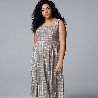 Plus Size Simply Vera Vera Wang Seamed Midi Dress