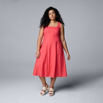 Plus Size Simply Vera Vera Wang Seamed Midi Dress