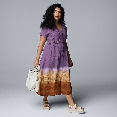 Plus Size Simply Vera Vera Wang Smocked Midi Dress