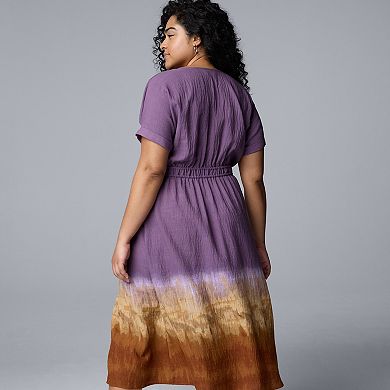Plus Size Simply Vera Vera Wang Smocked Midi Dress