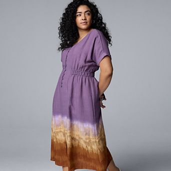 Plus Size Simply Vera Vera Wang Smocked Midi Dress