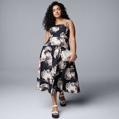 Plus Size Simply Vera Vera Wang Drop Waist Midi Dress