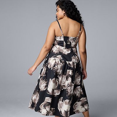 plus size drop waist formal dress Ella by Rafaella Women's Plus Size Smocked Dropped Waist Dress in Egret/White, Size 3X, Floral, 100% Polyester main image 1