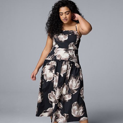Женские платья Simply Vera Plus Size Simply Vera Vera Wang Drop Waist Midi Dress